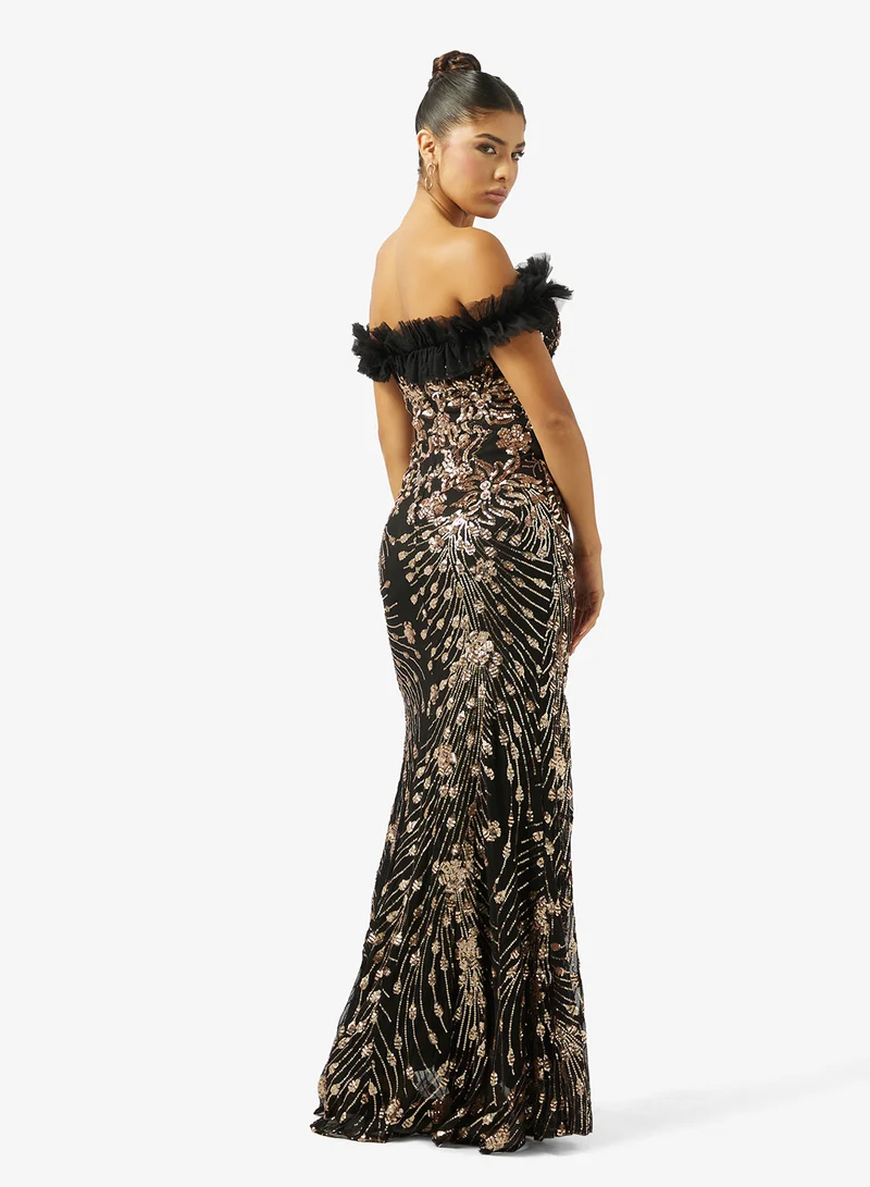 Ella Limited Edition Off Shoulder Shimmer Dress